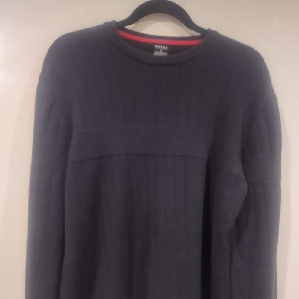 Nautica Heavyweight Cotton Navy Knit Sweater Size M